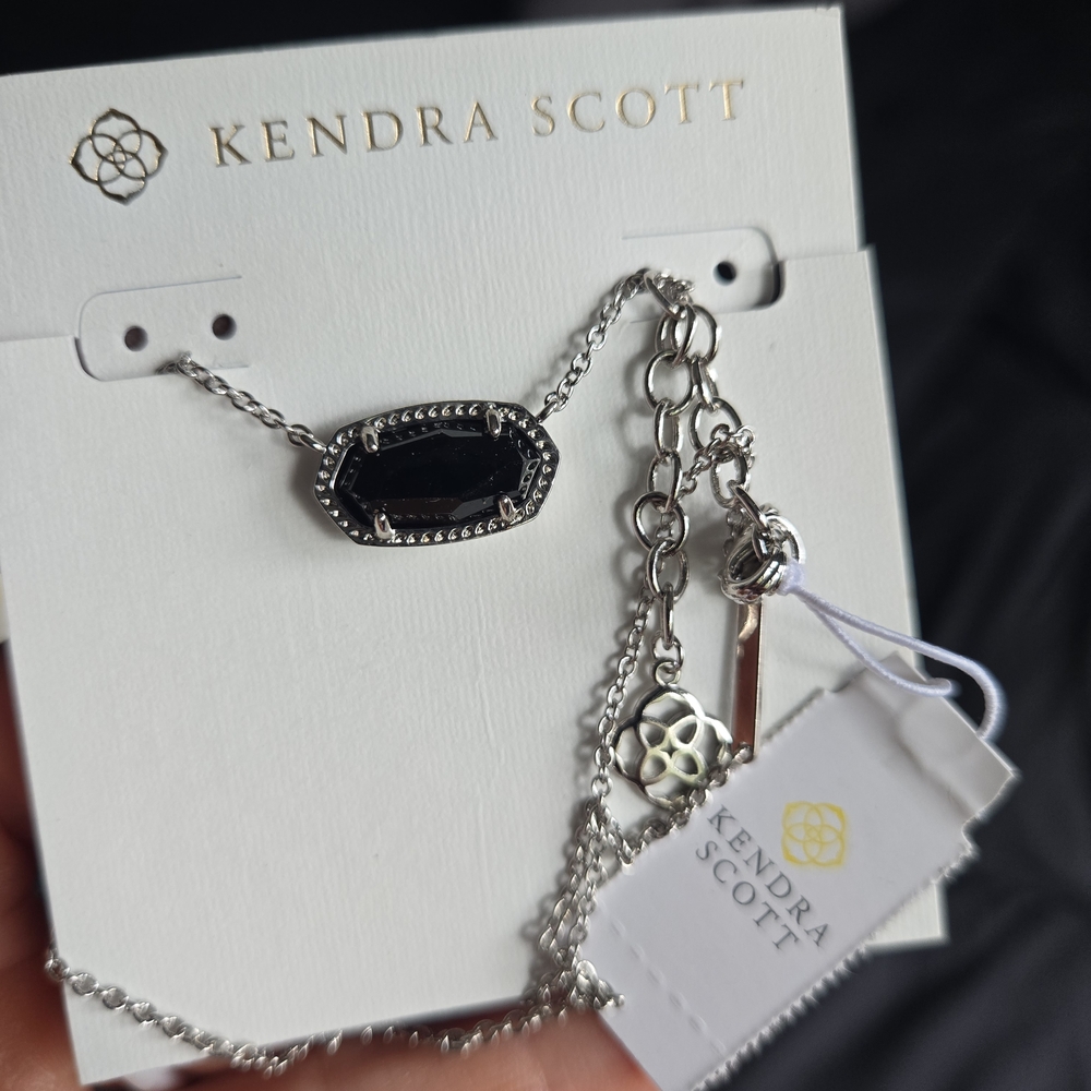 Kendra Scott Black and Silver Pendant Necklace - Picture 3 of 4